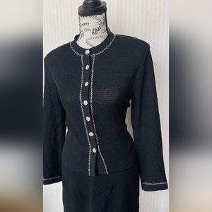 St John Black Suit, crystal embellishments size 10